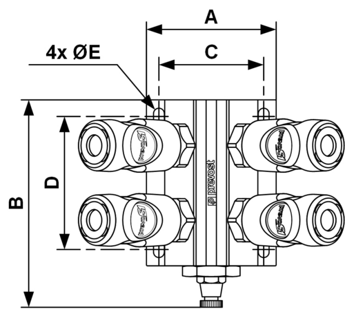 Female thread wall manifold - couplers and drain - Industrial Profile ...
